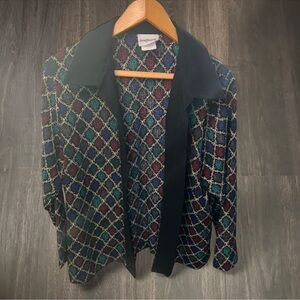 Vintage BonWorth Geometric Print Blazer Jacket M Petite
